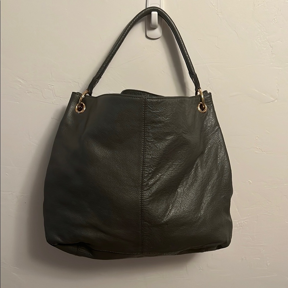 Cuore&Pelle Dark gray leather Shoulder hobo Bag
